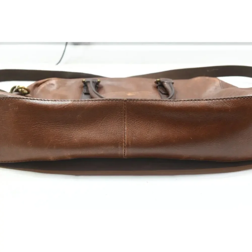 Fossil Evans Workbag Brown Leather Shoulder Strap Adjustable Commuter Travel